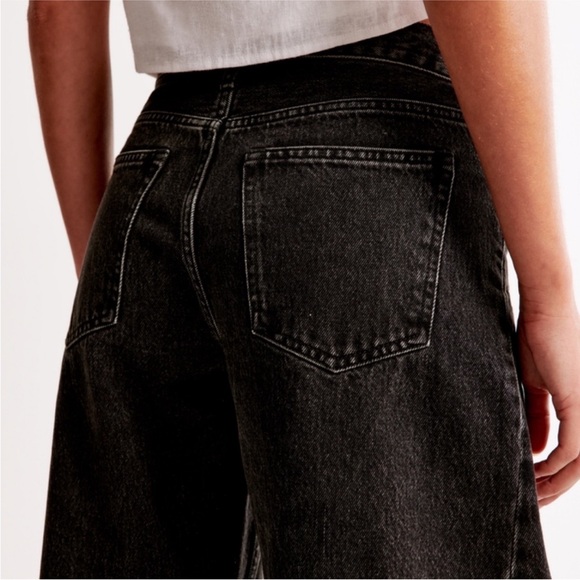 Abercrombie & Fitch Mid Rise Black Barrel Jeans Size 29 Long - Tall Size - Picture 11 of 16